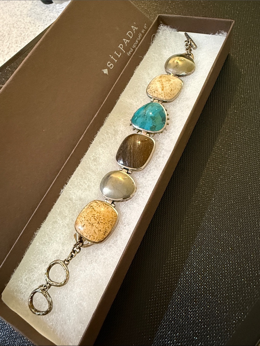 Silpada Sterling Silver Multi-Stone Turquoise Accent Bracelet - Blue and Silver